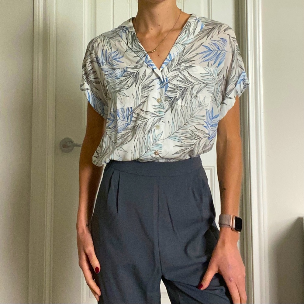Tropical Button Down Blouse